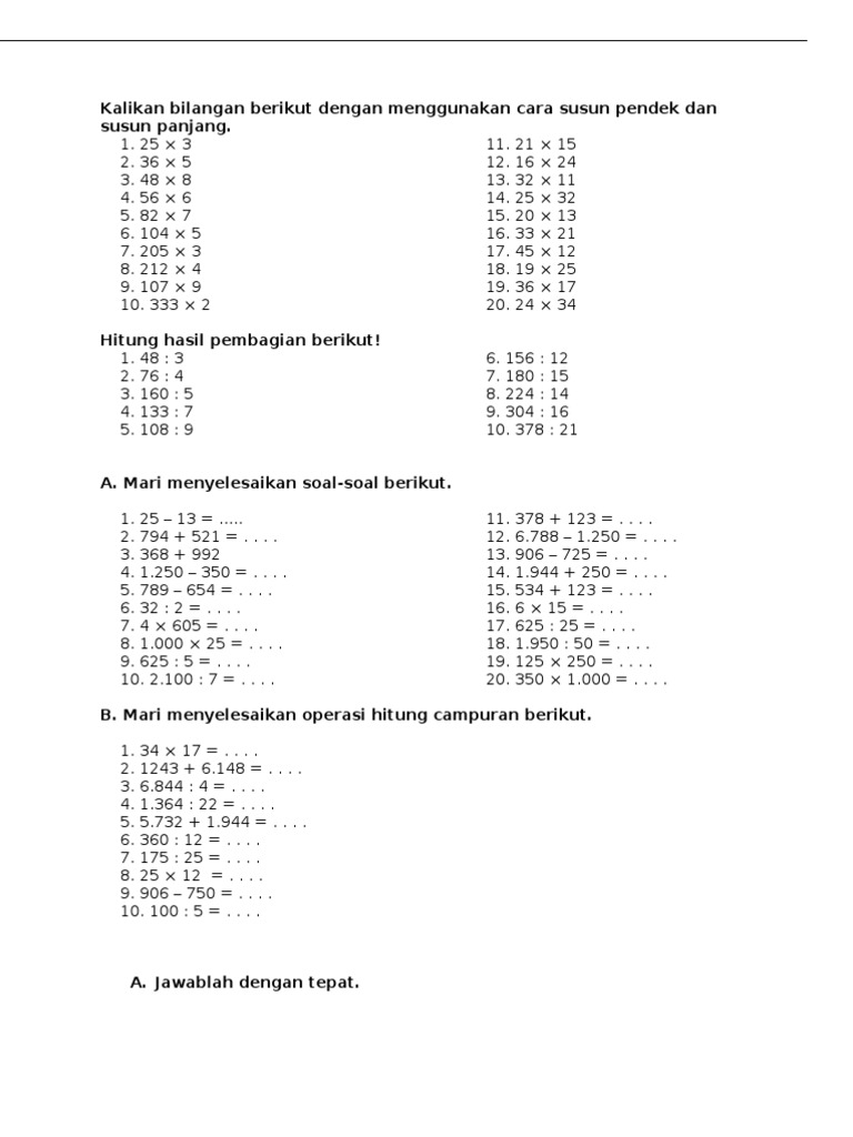 Soal Kelas 4