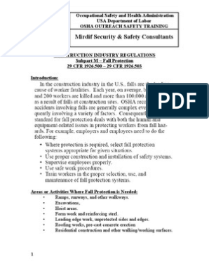 2 Fall Protection, PDF, Occupational Safety And Health Administration