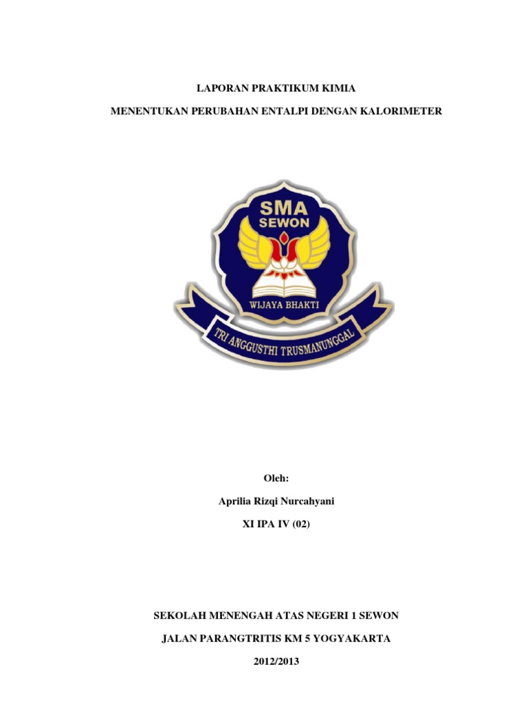 Menentukan Perubahan Entalpi Dengan Kalorimeter