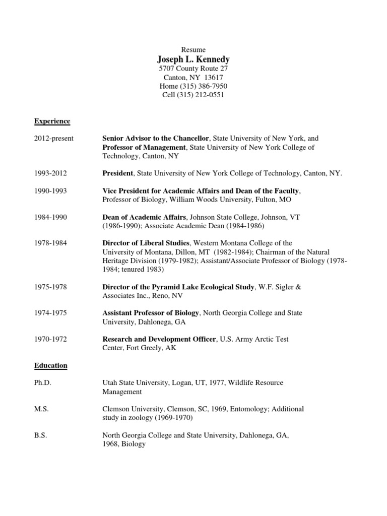 Joseph Kennedy application for FSCJ job Fundraising Academic Degree