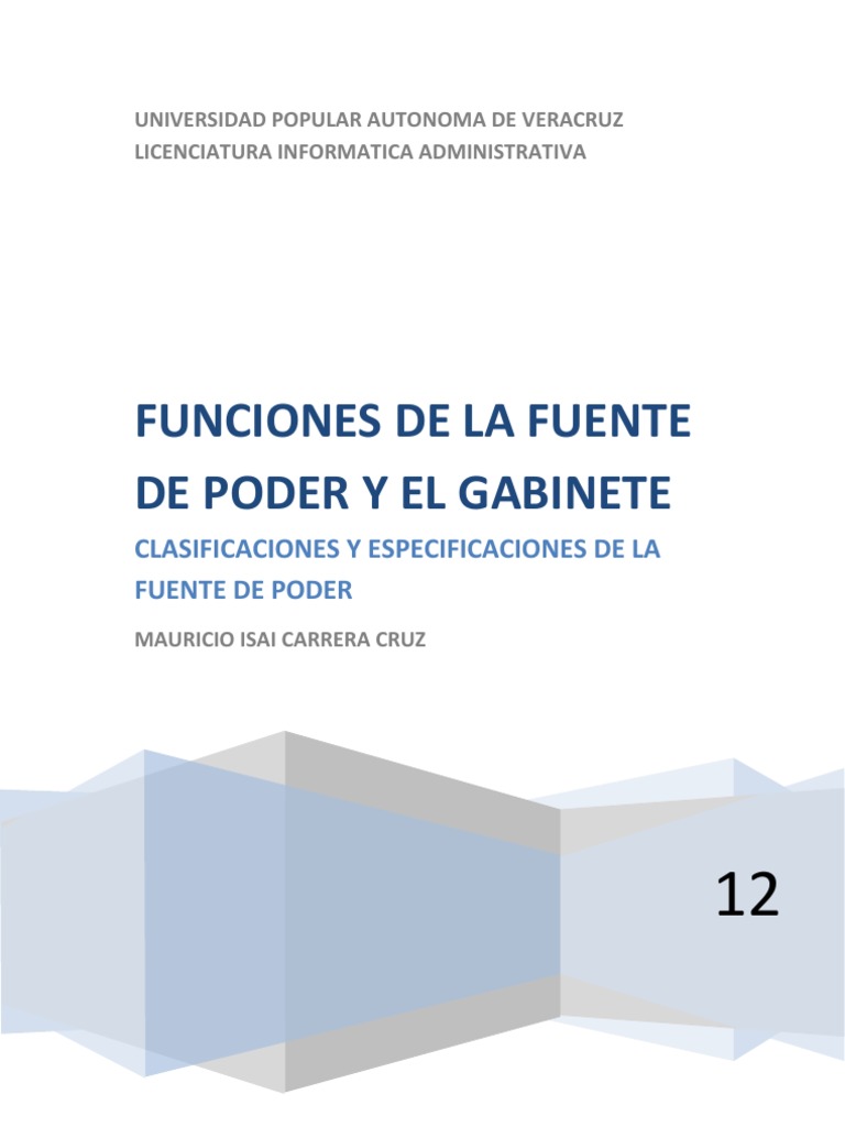 Clasificacion y Especificacion de La Fuente de Poder