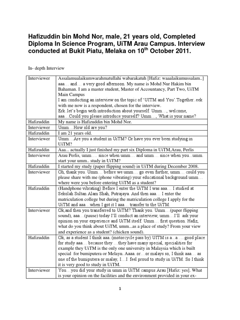 research interview transcript example