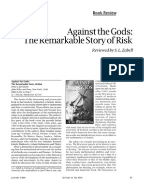 Against The Gods The Remarkable Story Of Risk Probability
