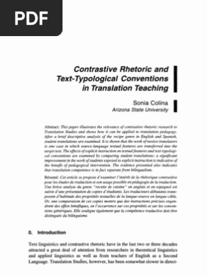 Contrastive Rhetoric And Text Typological Conventions In