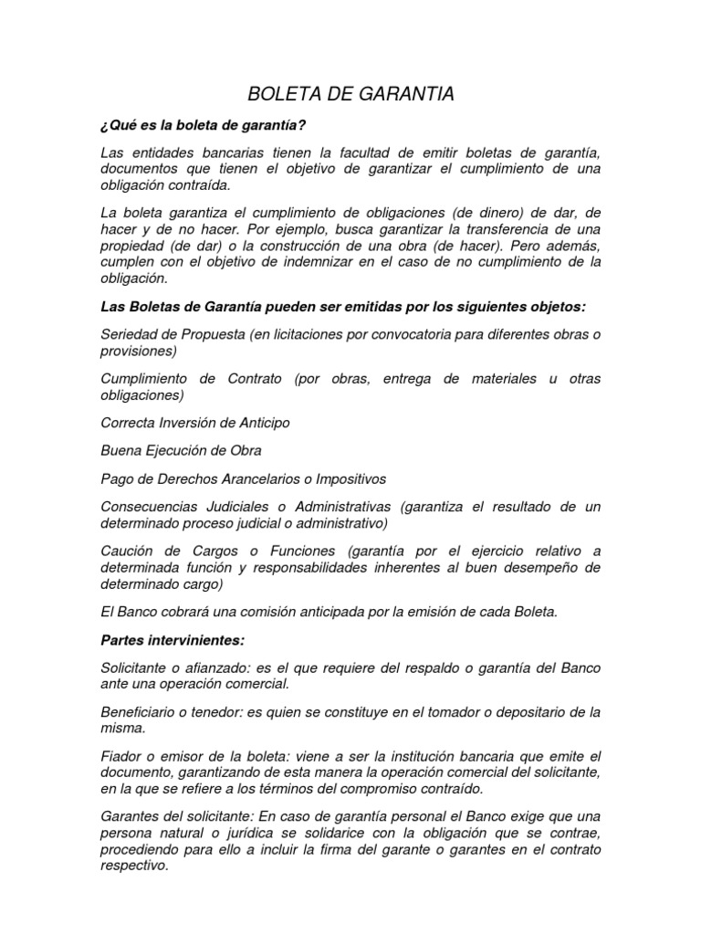 Boleta de Garantia PDF Bancos Instituciones sociales
