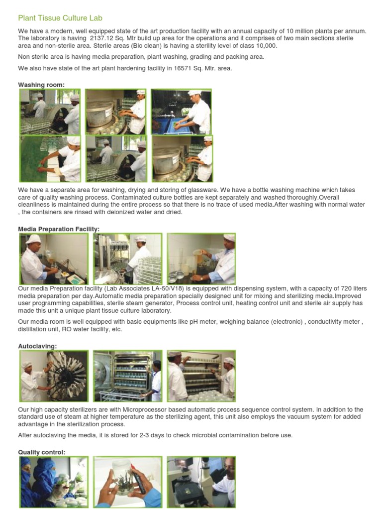 Plant Tissue Culture Lab | PDF | Sterilization (Microbiology) | Chemistry