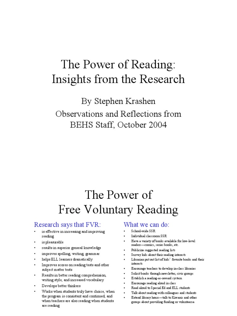The Power of Reading | PDF | Reading (Process) | Vocabulary