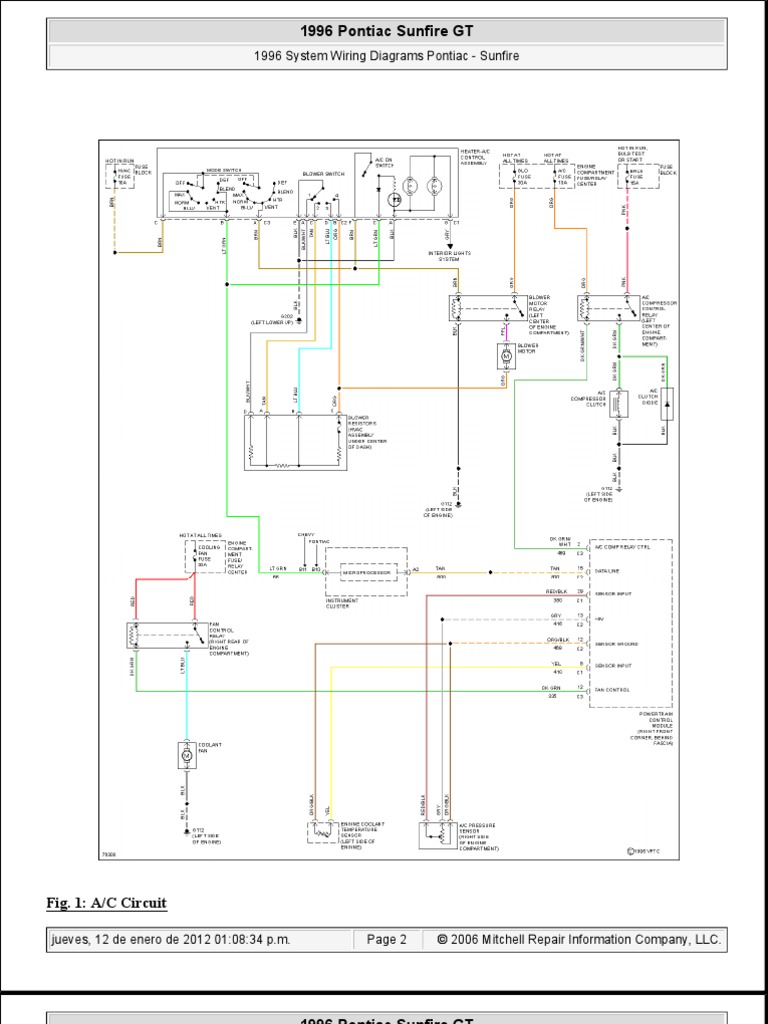 Pontiac Sunfire 1996 System Wiring Diagrams | Descargar gratis PDF