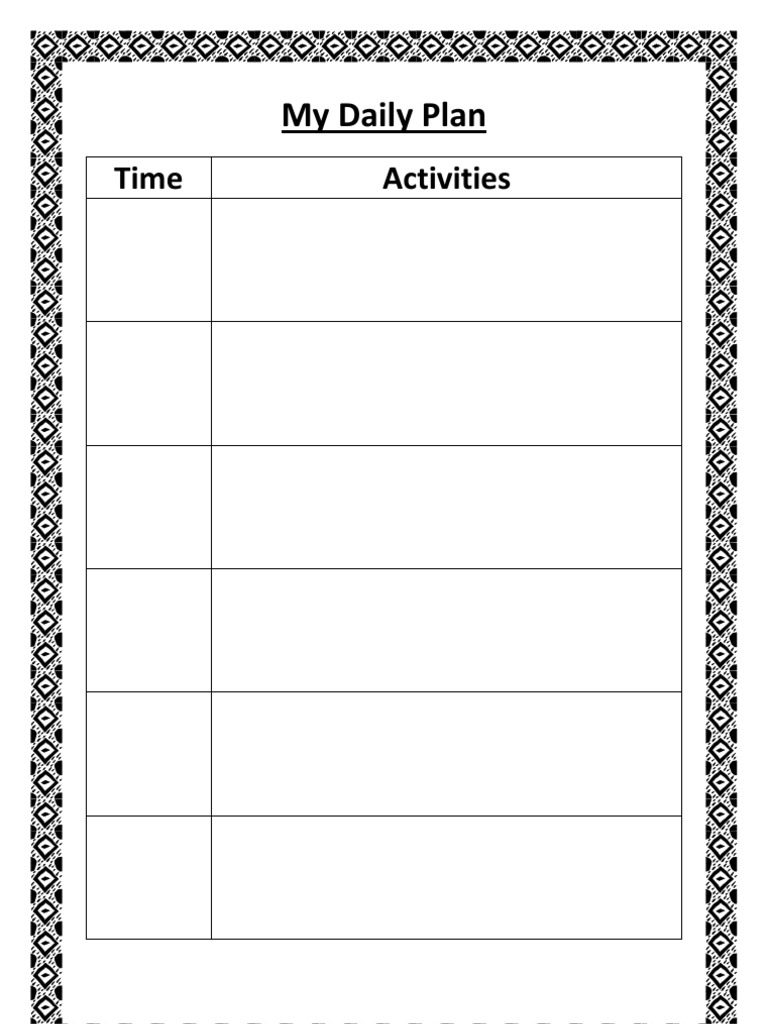 Daily Activity Schedule Template | PDF