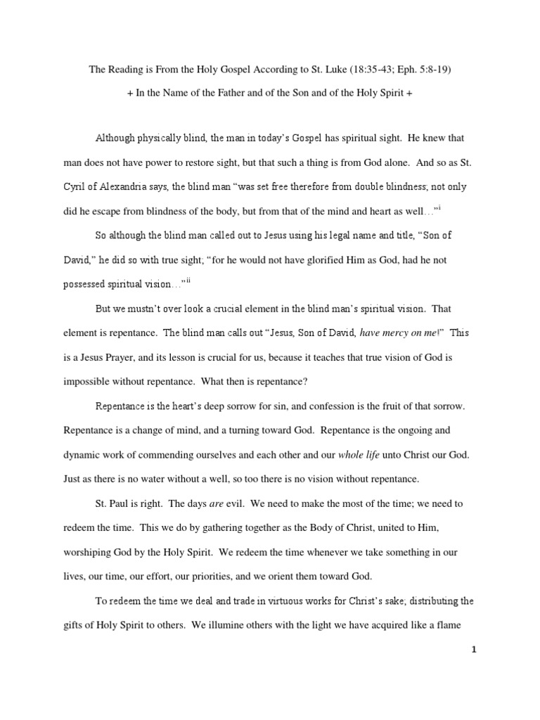 Luke 18 35 43 Meaning