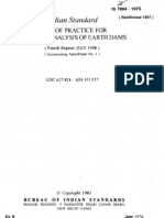Indian Standard: Code of Practice For Stability Analysis of Earth Dams