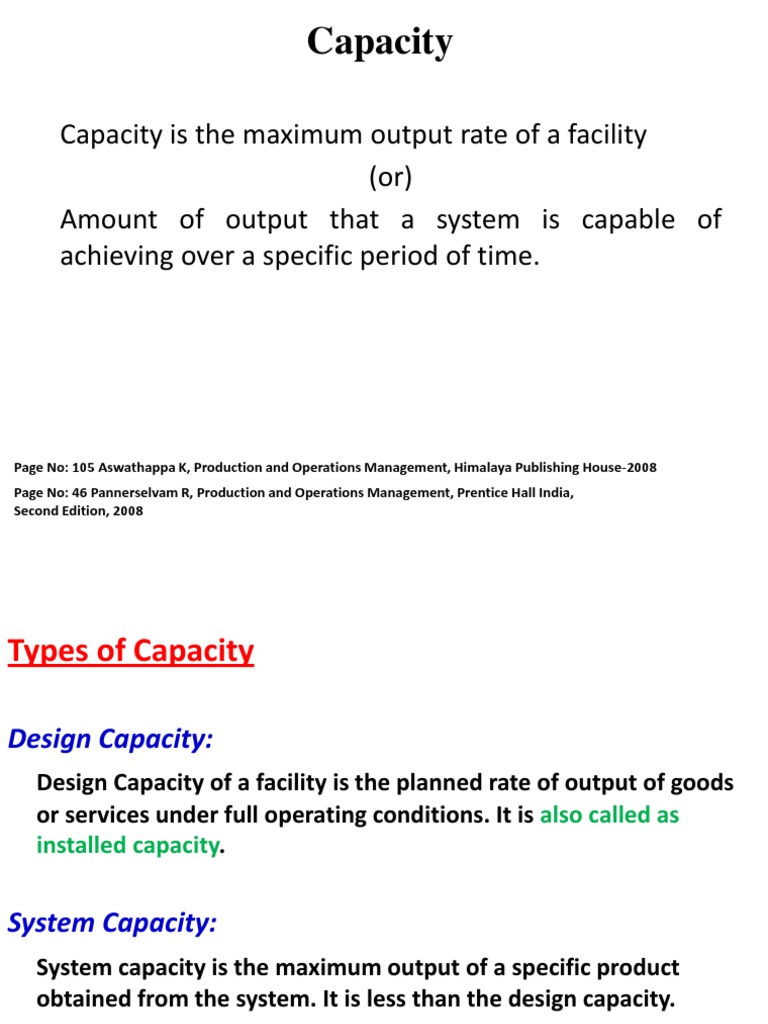 Capacity Planning Essentials | PDF | Operations Management | Production ...