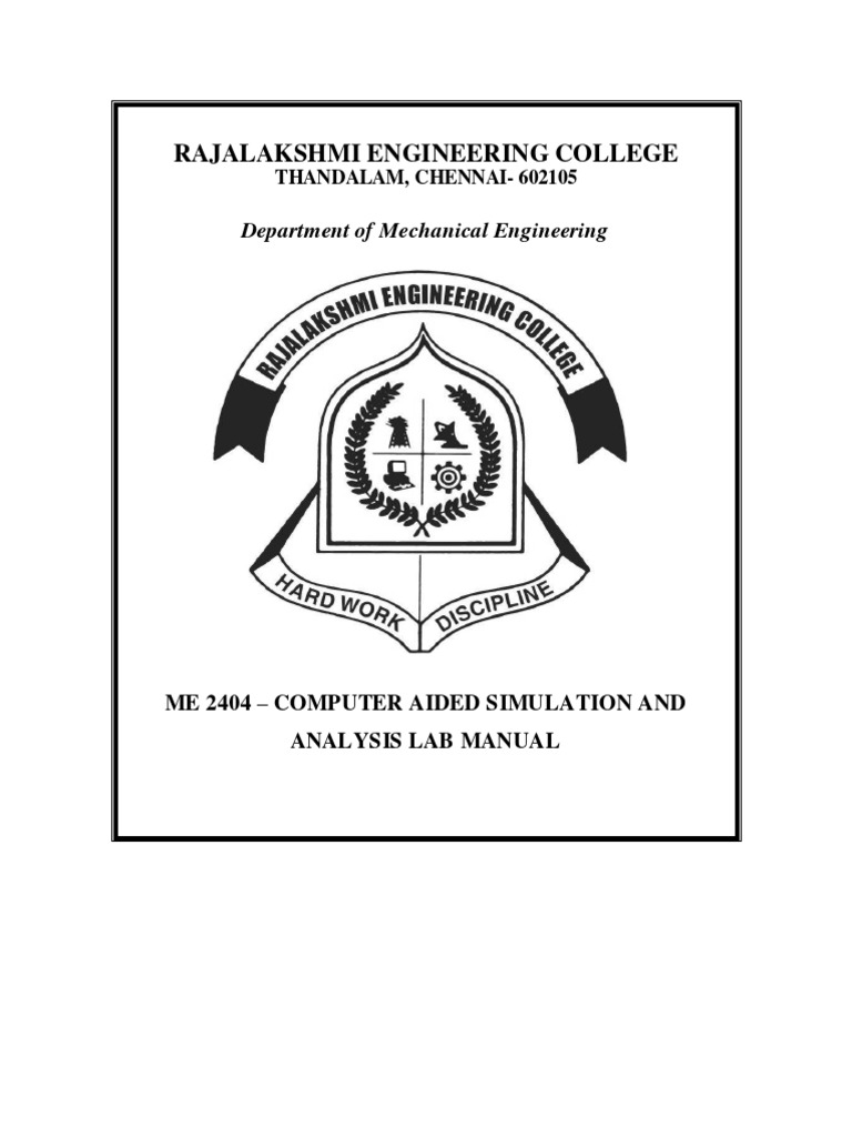 Computer Aided Simulation and Analysis Lab Manual - 7 | PDF | Finite ...