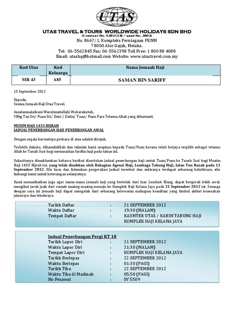 Surat Jadual Penerbangan Awal Email Mr43 Pdf