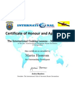 Certificate of Honour and Appreciation: Maria Hamran