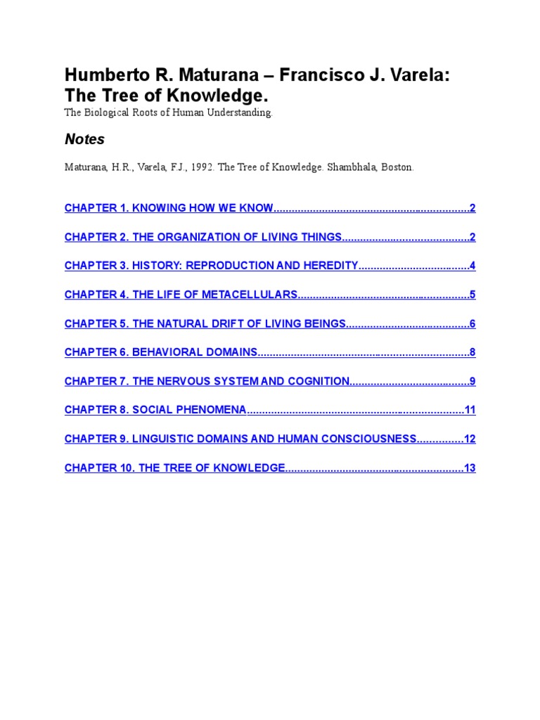 Maturana - Varela - The Tree of Knowledge - Notes ...