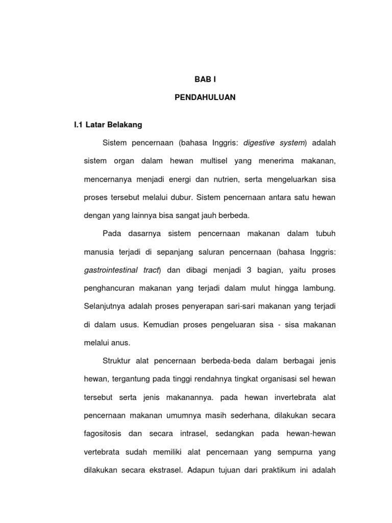 Laporan Praktikum Struktur Sistem Pencernaan Manusia
