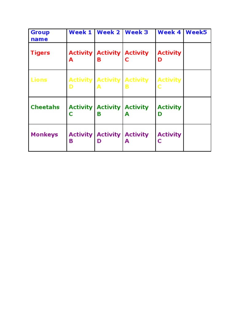 Weekly Activity Schedule | PDF