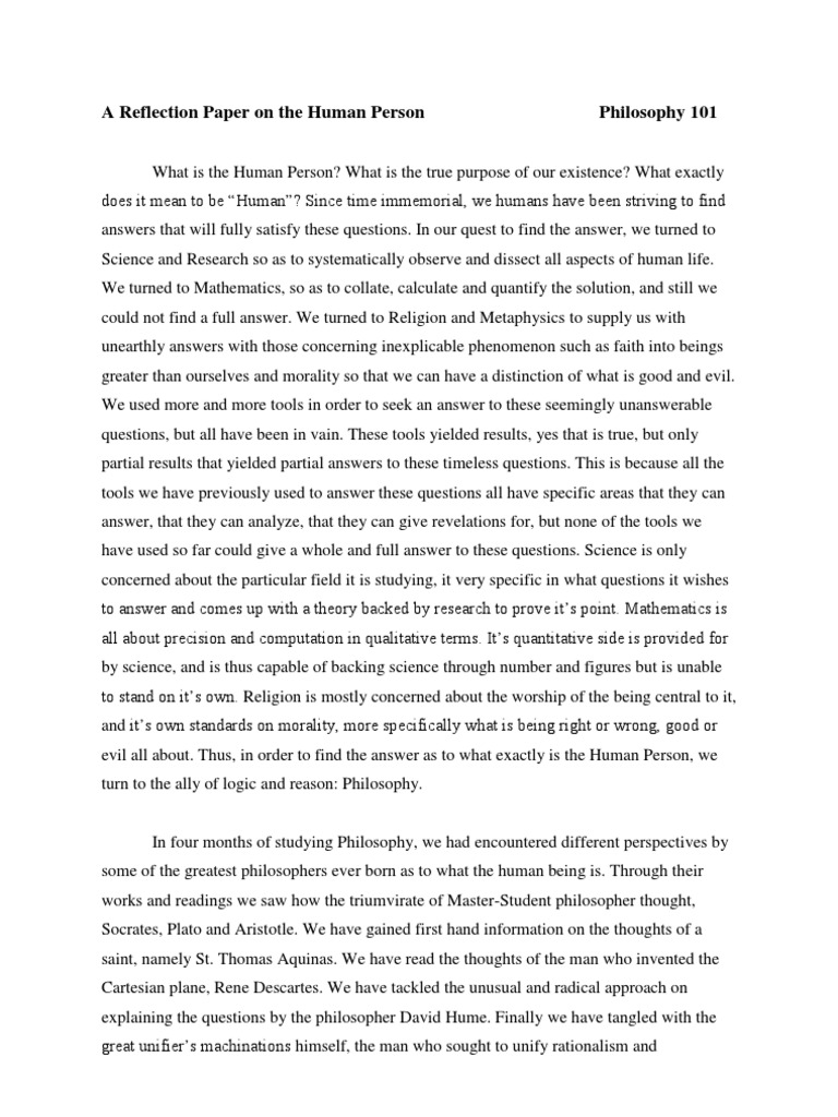 philosophical reflection essay