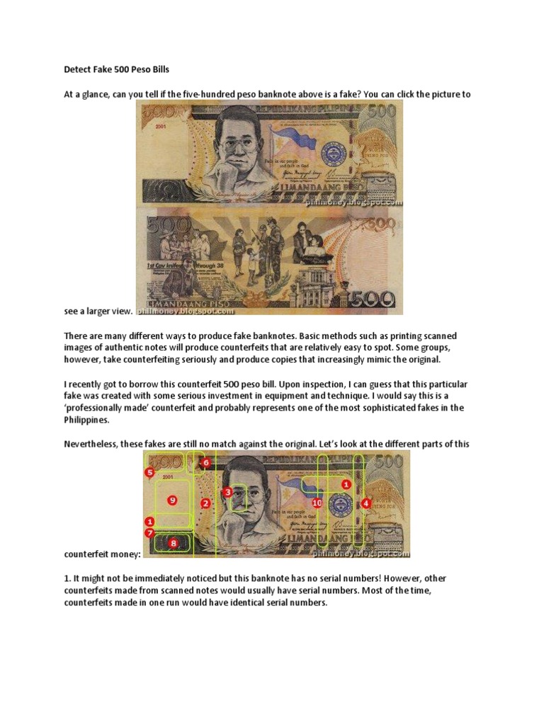 Detect Fake 500 Peso Bills, PDF, Banknote