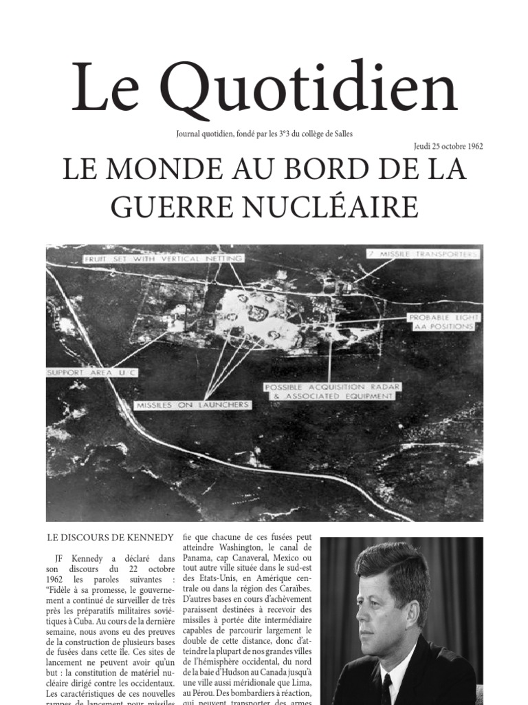 La Crise De Cuba Corrigé La Crise de Cuba 3°3 | John F. Kennedy | Union soviétique