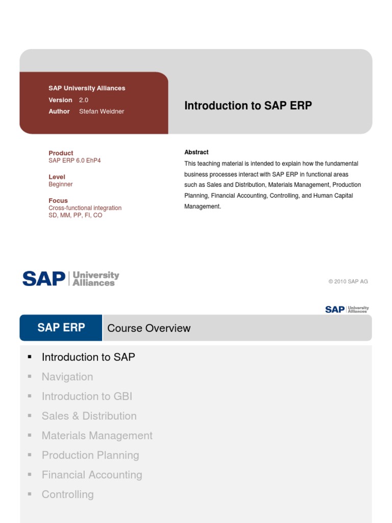 01 Intro ERP Using GBI SAP Slides v2.01 | PDF | Business | Computers