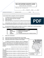 Ficha de Trabalho Luz e Temperatura