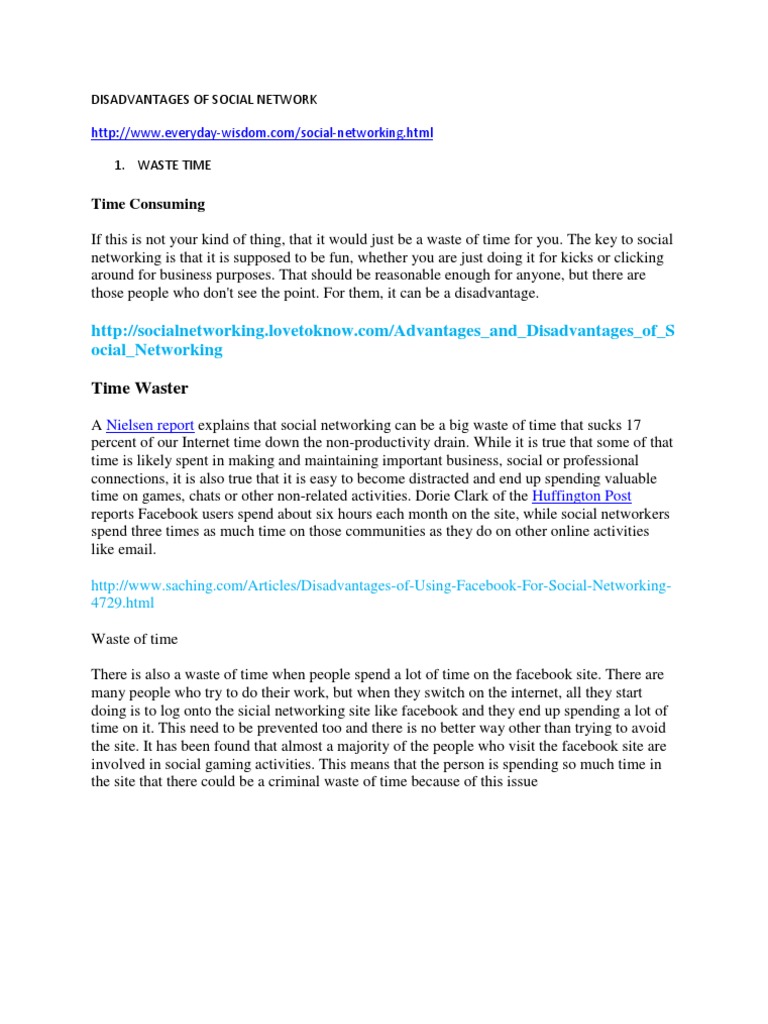 Disadvantages of Social Networking | PDF | Social Networking Service ...