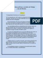 Escribe Las Ideas Políticas y Sociales de Hidalgo y Las de Morelos