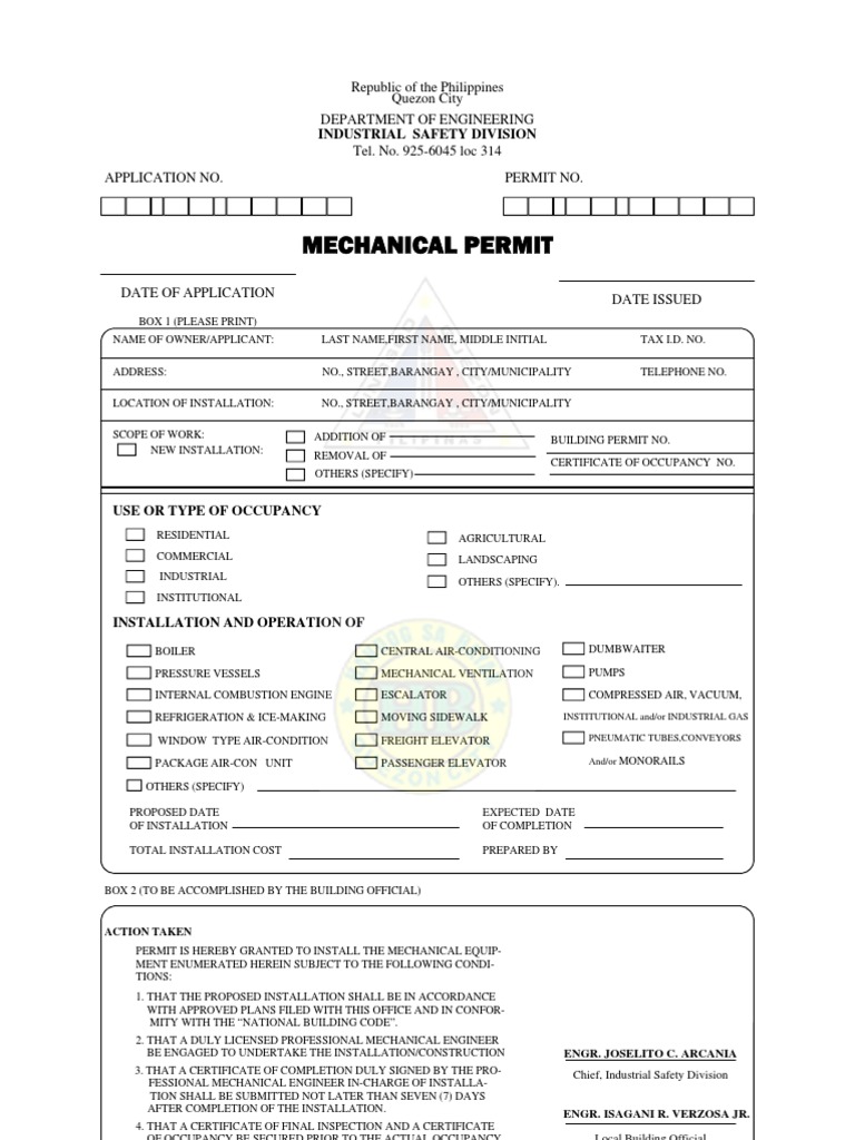 Mechanical Permit Elevator Air Conditioning Free 30day Trial Scribd