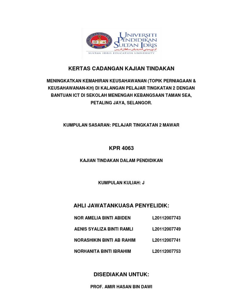 Contoh Kajian Tindakan Upsi