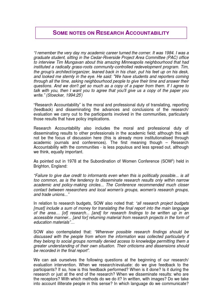 Research Accountability | PDF
