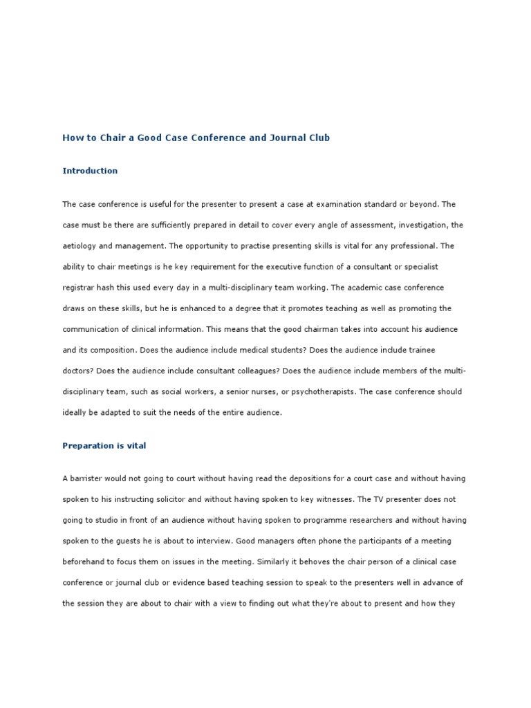Chairing Effective Case Conferences | PDF | Chairman | Medical Diagnosis