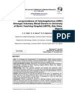 Seroprevalence of Cytomegalovirus (CMV) Amongst Voluntary Blood Donors in University of Benin Teaching Hospital (UBTH), Edo State, Nigeria