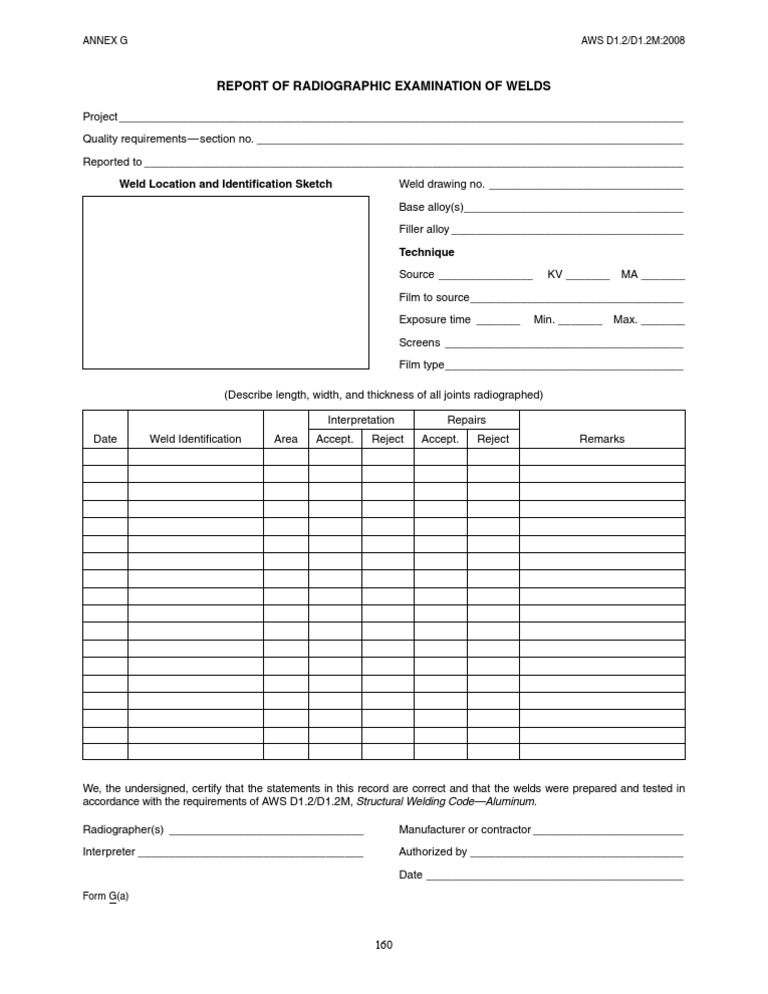 Radiographic Examination Report for Welds | PDF