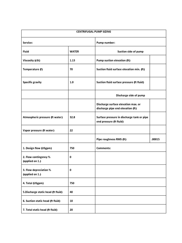 Centrifugal Pump Sizing Guide | PDF