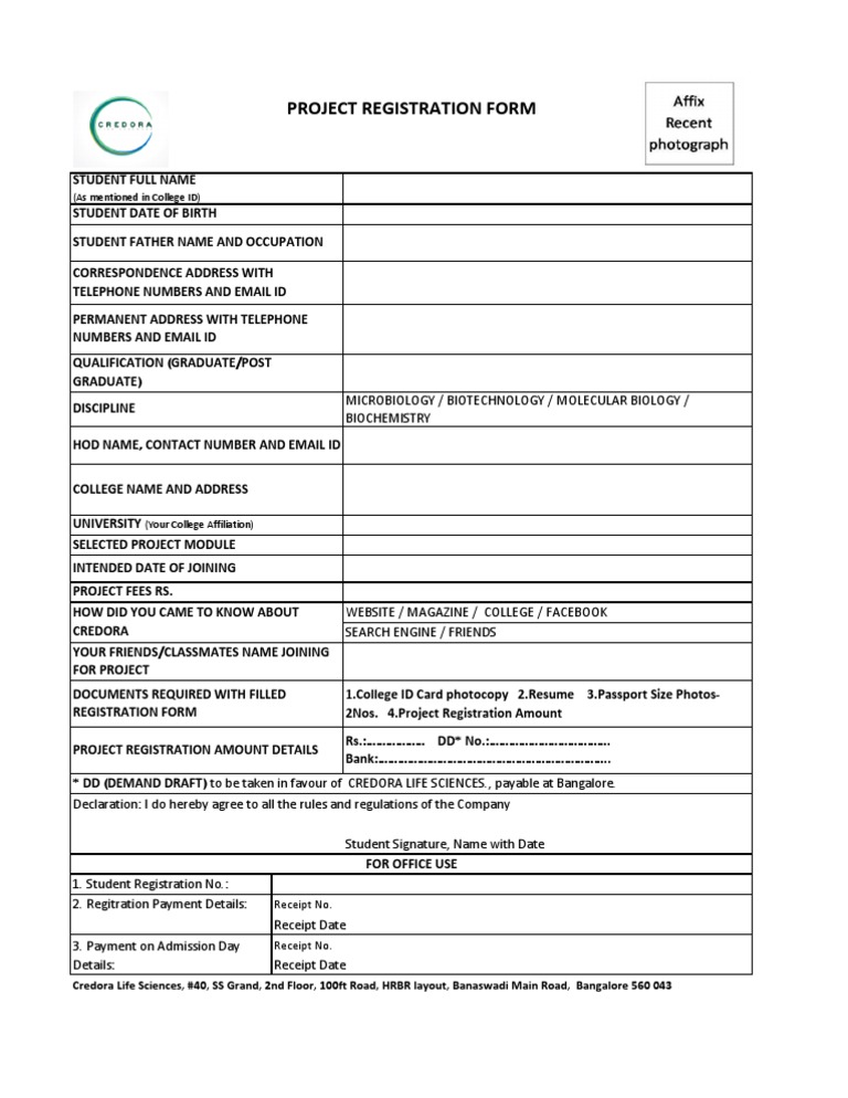 Project Registration Form | PDF