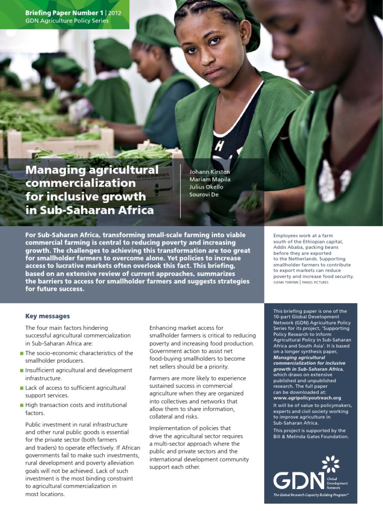 Managing Agricultural Commercialization For Inclusive Growth in Sub ...