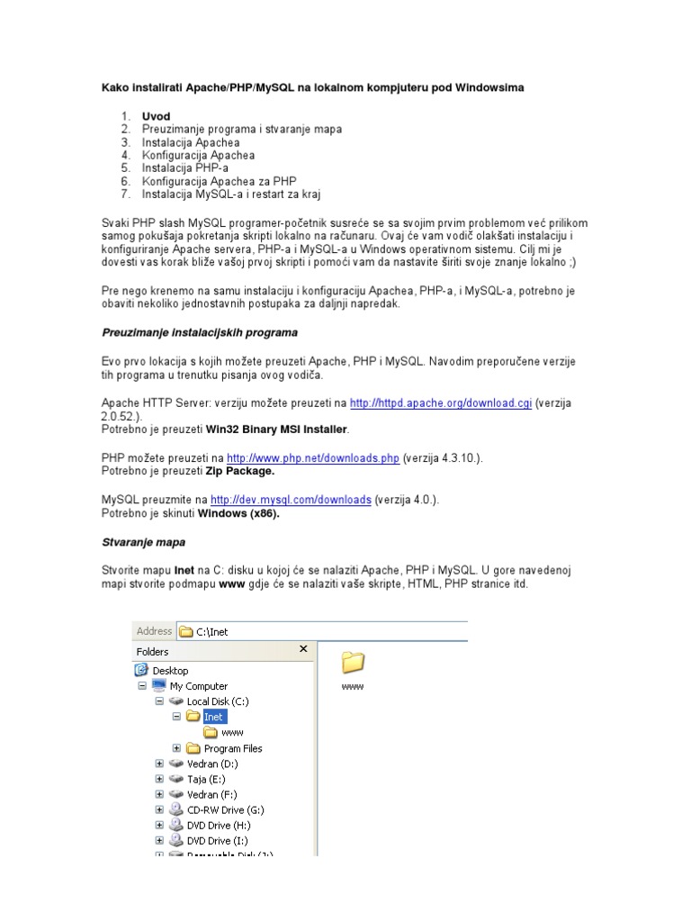 Kako Instalirati Apache PHP MySQL | PDF