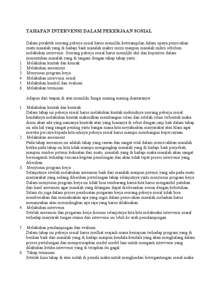 Tahapan Intervensi Dalam Pekerjaan Sosial Pdf