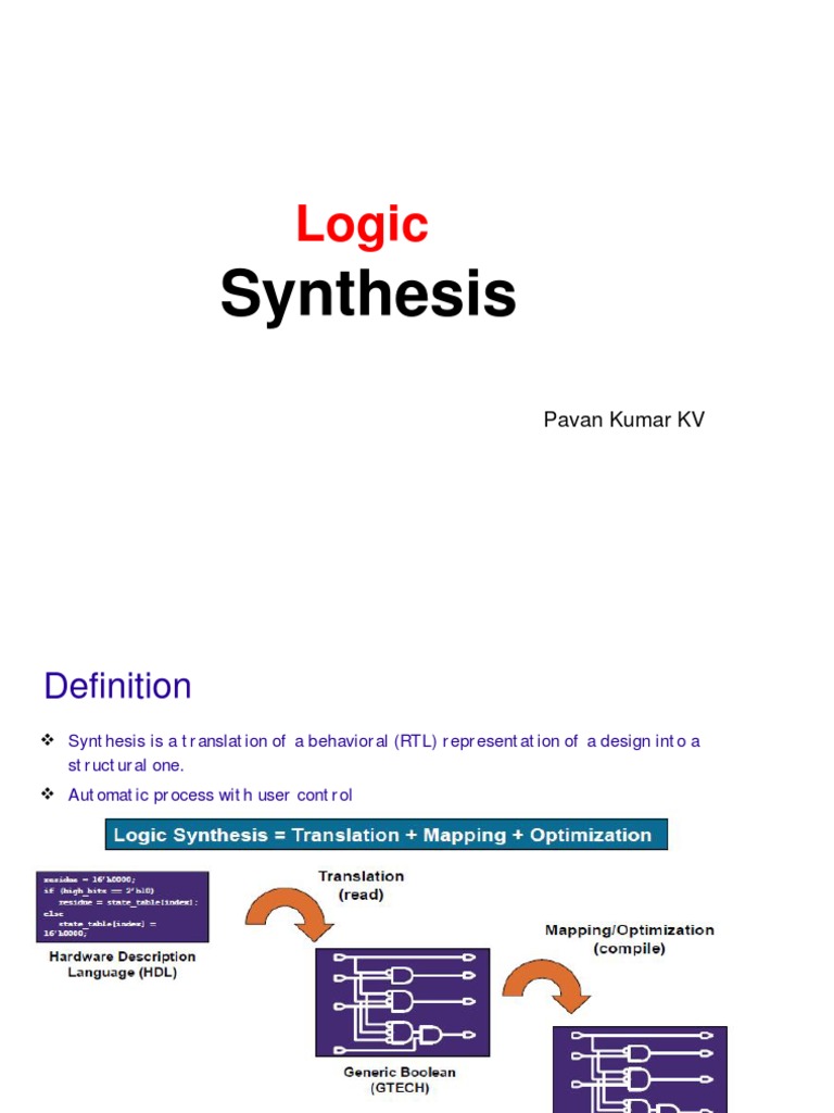 Logic Synthesis 1 PavanKV | Hardware Description Language | Program
