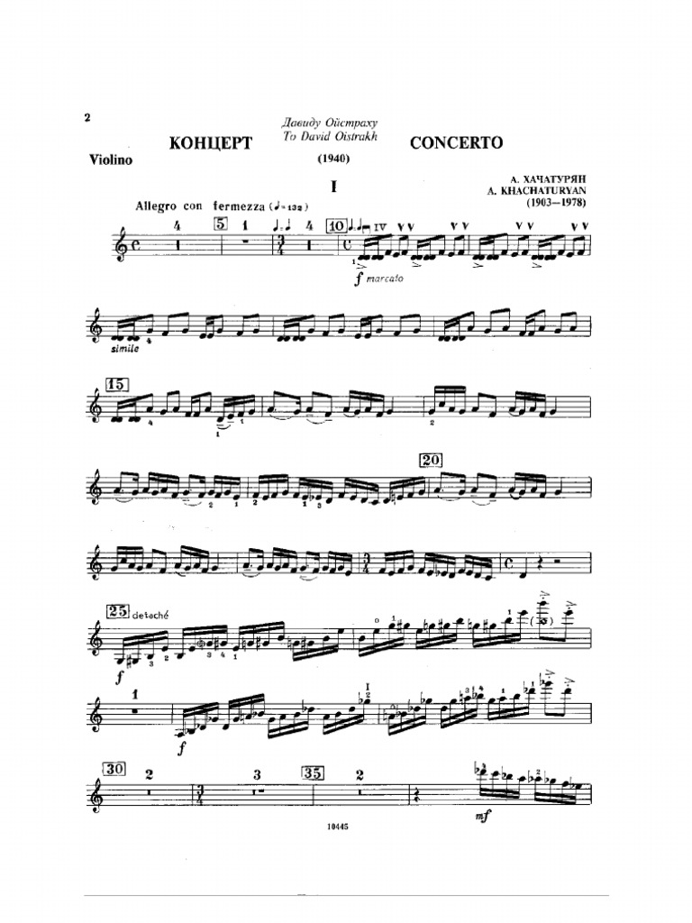 Khachaturian Violin Concerto Violin part