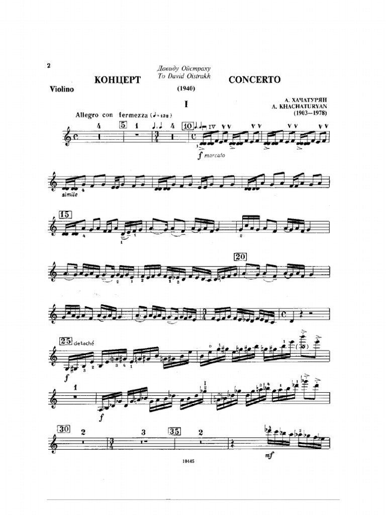 Khachaturian Violin Concerto - Violin Part PDF