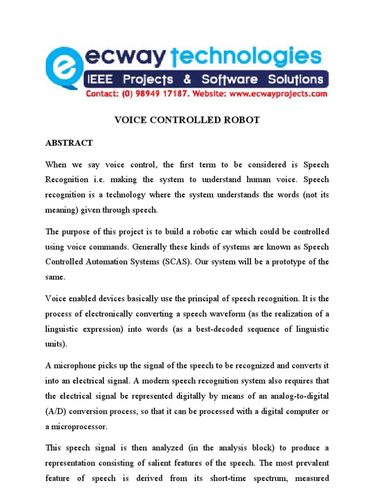 Voice Controlled Robot Pdf