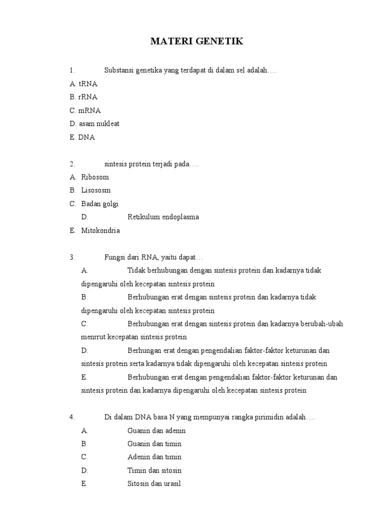 Soal Genetika Kelas 12 dan Jawaban | PDF