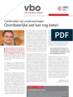 Continuïteit Van Ondernemingen: Onontbeerlijke Wet Kan Nog Beter!, Infor VBO 38, 6 December 2012