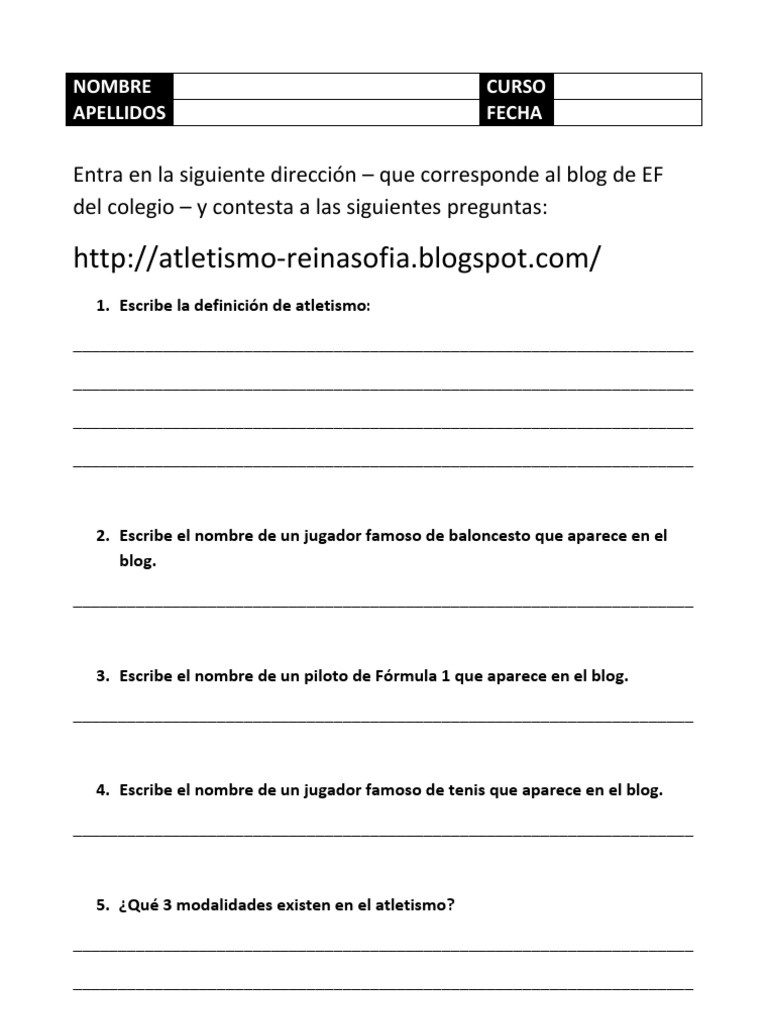 Preguntas Sobre El Blog Atletismo PDF