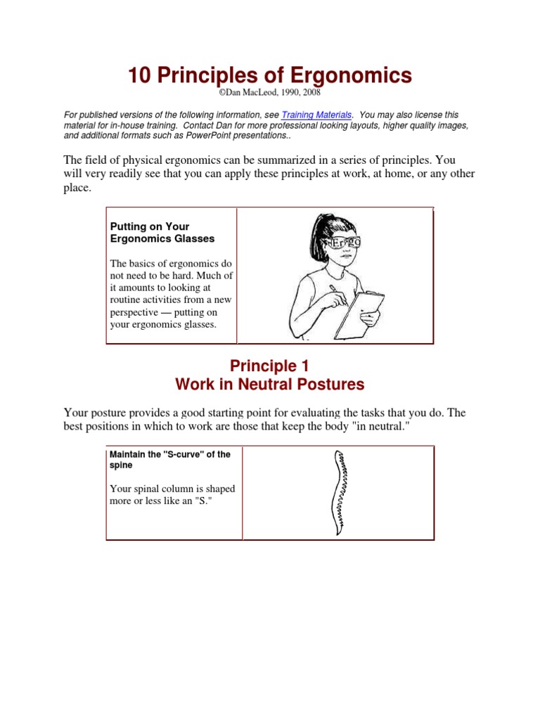 10 Principles of Ergonomics