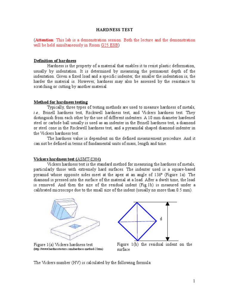 Hardness Testing Methods and Definitions | PDF | Hardness | Chemical ...