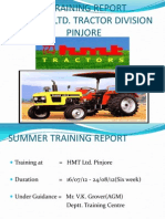 Report On HMT Tractor Division, Summer Training, Pinjore